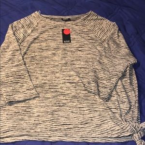 A.n.a  large black and white striped top.